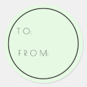 Minimale mint-groen en kerstcadeau ronde sticker (Voorkant)