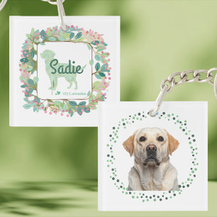 Minimale Mint Labrador Aangepaste naam & foto Sleutelhanger
