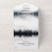 Minimale mistige sparren bos natuur bruiloft all in one uitnodiging (Buitenkant)