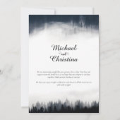 Minimale mistige sparren bos natuur bruiloft bedankkaart (Achterkant)