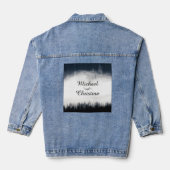 Minimale mistige sparren bos natuur bruiloft denim jacket (Achterkant)