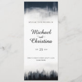 Minimale mistige sparren bos natuur bruiloft programma (Voorkant)