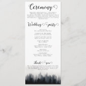 Minimale mistige sparren bos natuur bruiloft programma (Achterkant)