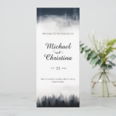 Minimale mistige sparren bos natuur bruiloft programma (Staand voorkant)