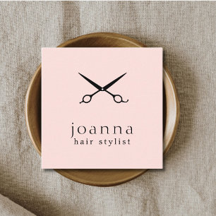 Minimale Misty Rose Zwarte Schaar Kapper  Vierkante Visitekaartje