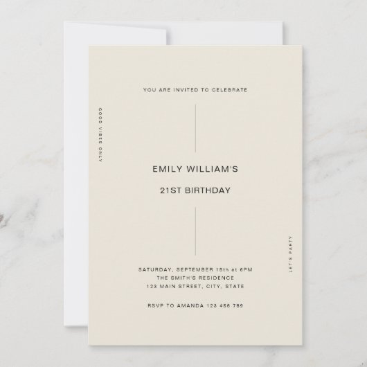 Minimale moderne 21e verjaardag kaart (Voorkant)