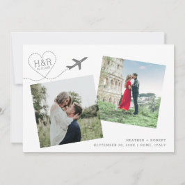 Minimale moderne 2-fotoreisdoel save the date