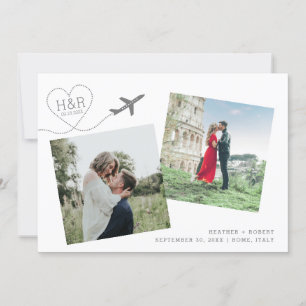 Minimale moderne 2-fotoreisdoel save the date