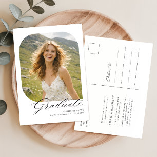Minimale moderne 5 foto's afstudeeraankondiging briefkaart
