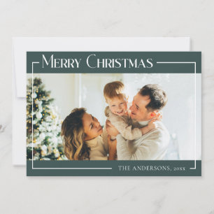 Minimale moderne aangepaste familiefoto Kerstmis Feestdagenkaart