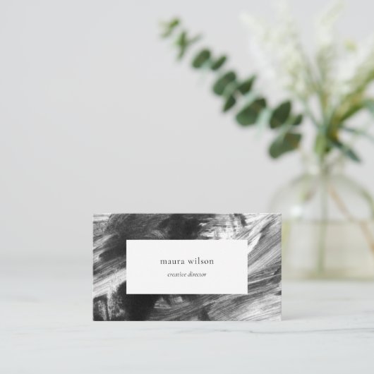 Minimale moderne Abstracte zwart-witverf Visitekaartje (Staand voorkant)