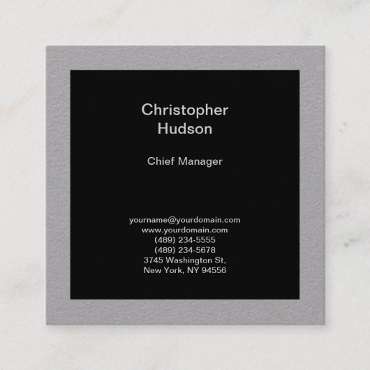 Minimale moderne Abstracte zwarte grijs Vierkante Visitekaartje (Voorkant)