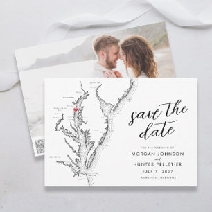 Minimale moderne Annapolis Chesapeake Bay-huwelijk Save The Date