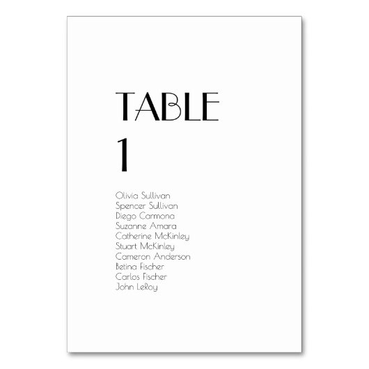Minimale moderne Art Deco Table Number gasten Kaart (Voorkant)