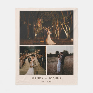 Minimale moderne beige paar foto collage fleece deken