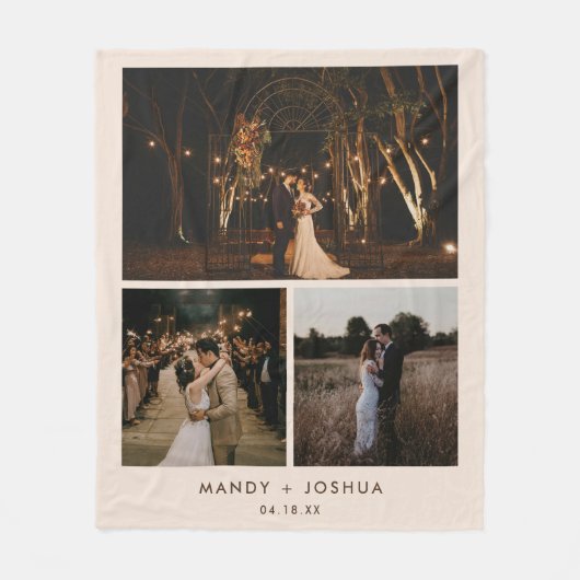 Minimale moderne beige paar foto collage fleece deken (Voorkant)
