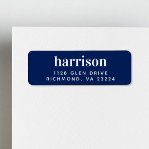 Minimale moderne belettering Marine Blue Return Ad Etiket