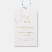 Minimale moderne "BESPAAR DE DATUM" Cadeaulabel (Voorkant)