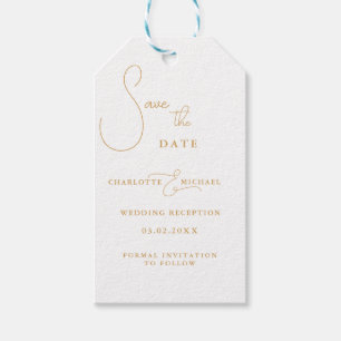 Minimale moderne "BESPAAR DE DATUM" Cadeaulabel