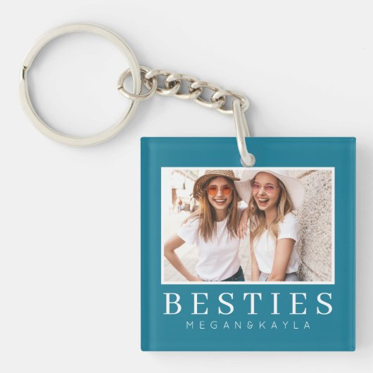 Minimale Moderne Best Friends BFF Foto Sleutelhanger (Voorkant)