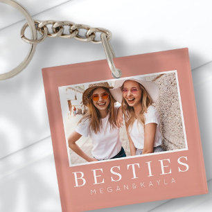 Minimale Moderne Best Friends BFF Foto Sleutelhanger