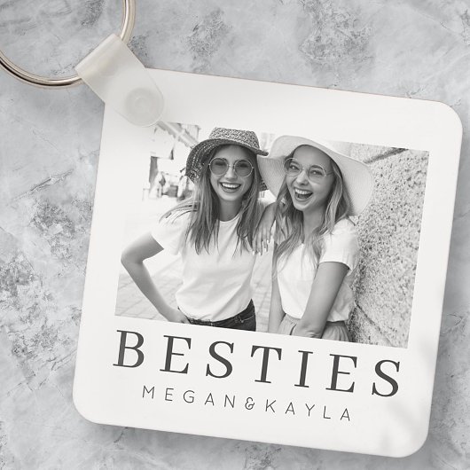 Minimale Moderne Best Friends BFF Foto Sleutelhanger