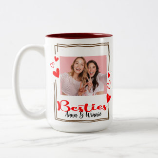 Minimale Moderne Best Friends BFF Foto Tweekleurige Koffiemok