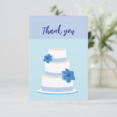 Minimale moderne blauwe bruidstaart dank u kaart (Staand voorkant)