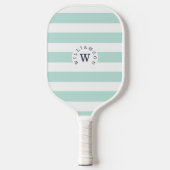 Minimale moderne blauwe streep aangepaste monogram pickleball paddle (Voorkant)