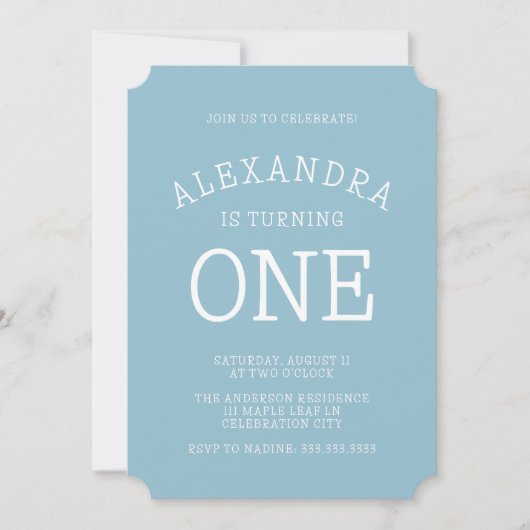 Minimale moderne blauwe wenkbrauwen eerste verjaar kaart (Voorkant)