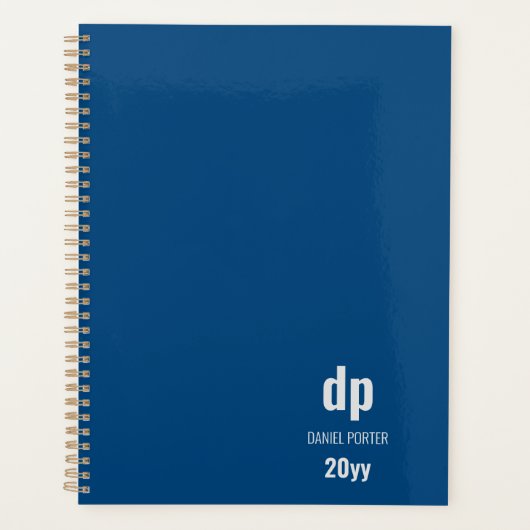 Minimale moderne blauwMonogrammed Planner (Voorkant)