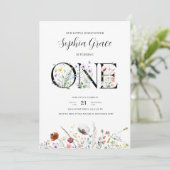 Minimale moderne bloem 1ste verjaardag kaart (Staand voorkant)