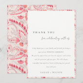 Minimale Moderne Blush Paisley Typography Wedding Bedankkaart (Voorkant / Achterkant)