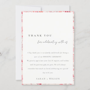 Minimale Moderne Blush Paisley Typography Wedding Bedankkaart