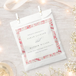 Minimale Moderne Blush Paisley Typography Wedding Bedankzakje