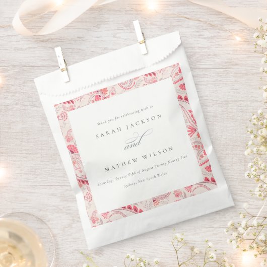 Minimale Moderne Blush Paisley Typography Wedding Bedankzakje (Geknipt)