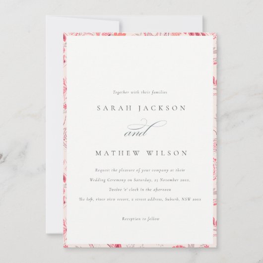 Minimale Moderne Blush Paisley Typography Wedding Kaart (Voorkant)