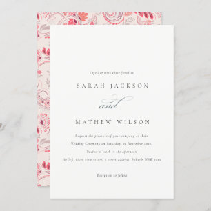Minimale Moderne Blush Paisley Typography Wedding Kaart