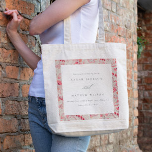 Minimale Moderne Blush Paisley Typography Wedding Tote Bag