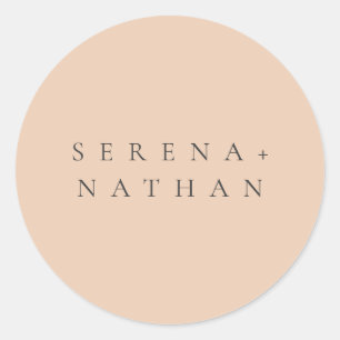 Minimale Moderne Blush Peach Fijne bruiloft Ronde Sticker