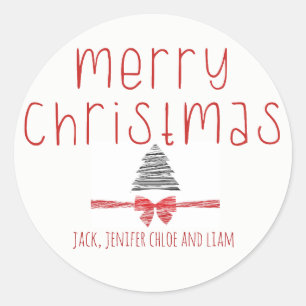 Minimale moderne Boho Chic gepersonaliseerde kerst Ronde Sticker