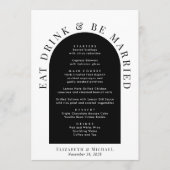Minimale moderne boog zwart wit bruiloft menu (Voorkant)