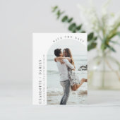 Minimale moderne boogfoto Opslaan Datum Briefkaart (Staand voorkant)