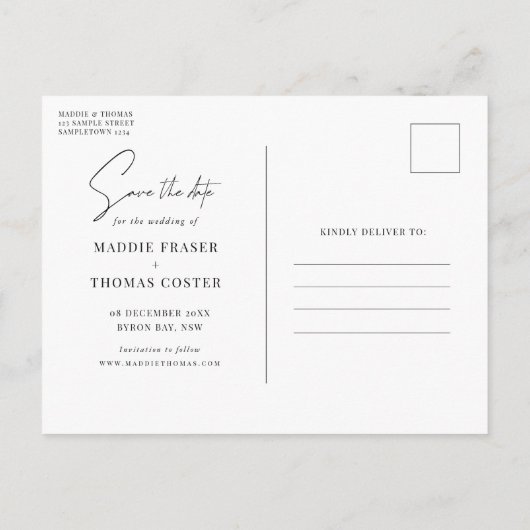 Minimale moderne boogfoto Opslaan Datum Briefkaart (Achterkant)