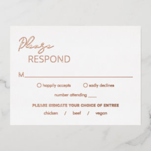Minimale moderne bruiloft Folie RSVP-kaart Uitnodiging Briefkaart