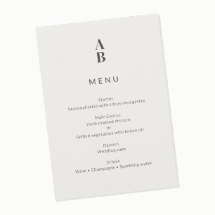 Minimale moderne burgerlijke bruiloft menu
