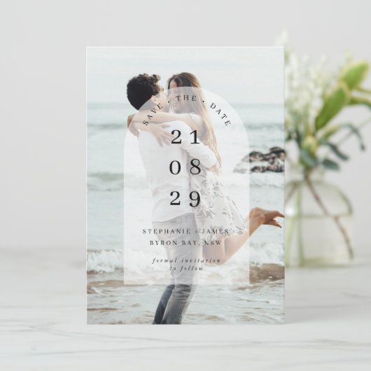 Minimale moderne centrumboogfoto Sla de Datum op Kaart (Staand voorkant)