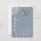 Minimale Moderne Chick Dusty Blue Mandala QR Code RSVP Kaartje (Voorkant)