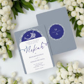 Minimale Moderne Chick Dusty Navy Blauw Islamitisc Kaart