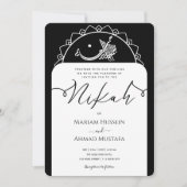 Minimale Moderne Chick Zwart-Wit Islamitisch Nikah Kaart (Voorkant)